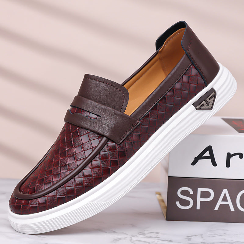 (🎁FREE SOCKS + INSOLES🧦)Men’s Breathable Perforated Leather Slip-On Shoes for Hot, Wide Feet | Arch Support & All-Day Comfort