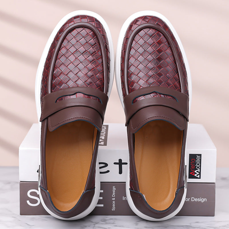 (🎁FREE SOCKS + INSOLES🧦)Men’s Breathable Perforated Leather Slip-On Shoes for Hot, Wide Feet | Arch Support & All-Day Comfort