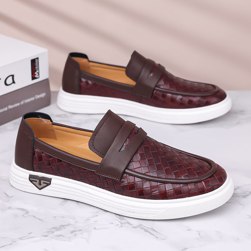 (🎁FREE SOCKS + INSOLES🧦)Men’s Breathable Perforated Leather Slip-On Shoes for Hot, Wide Feet | Arch Support & All-Day Comfort