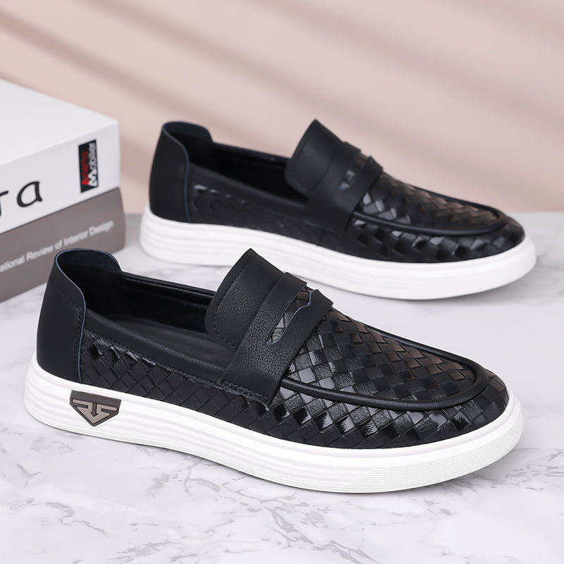 (🎁FREE SOCKS + INSOLES🧦)Men’s Breathable Perforated Leather Slip-On Shoes for Hot, Wide Feet | Arch Support & All-Day Comfort