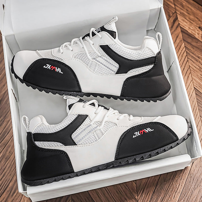 Men's Mesh Walking Shoes - Roomy Toe Box,No Arch Support,Breathable Canvas,Flexible Non-Slip Sole,Machine Washable,Lace-Up,Walking,Daily Wear