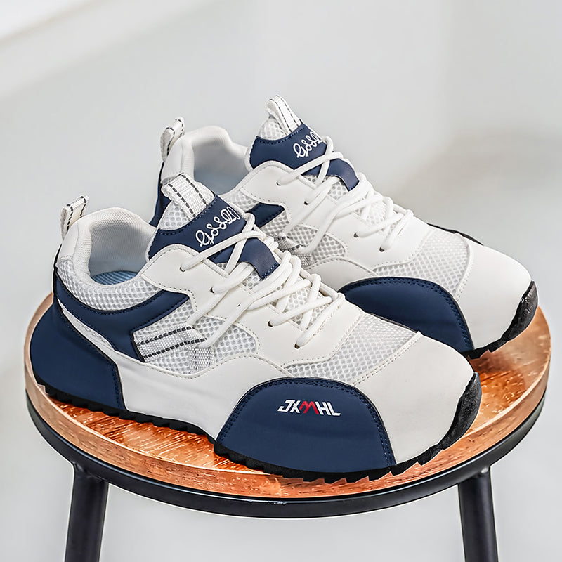 Men's Mesh Walking Shoes - Roomy Toe Box,No Arch Support,Breathable Canvas,Flexible Non-Slip Sole,Machine Washable,Lace-Up,Walking,Daily Wear