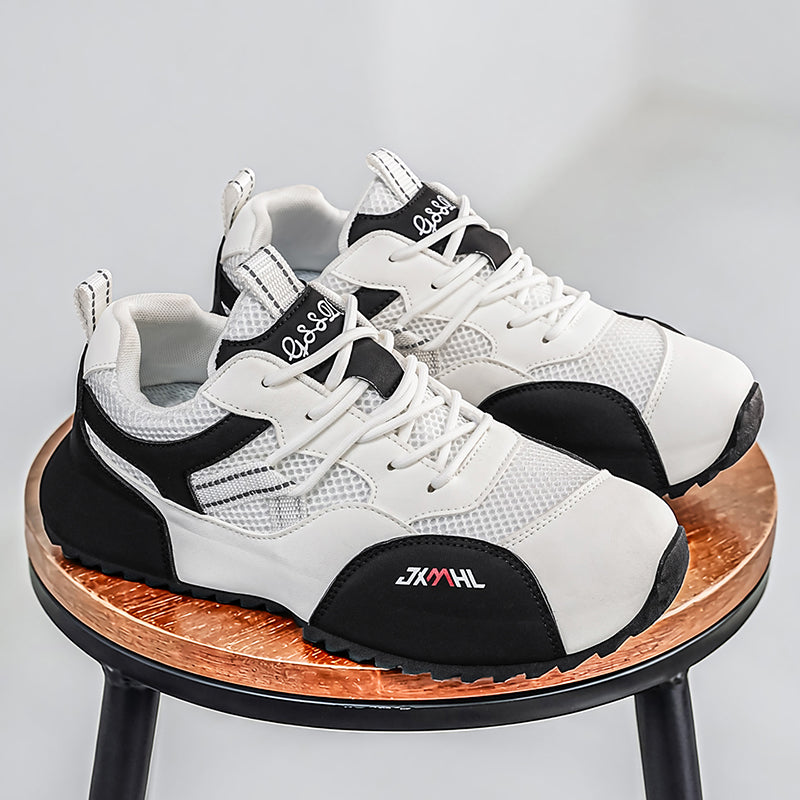 Men's Mesh Walking Shoes - Roomy Toe Box,No Arch Support,Breathable Canvas,Flexible Non-Slip Sole,Machine Washable,Lace-Up,Walking,Daily Wear