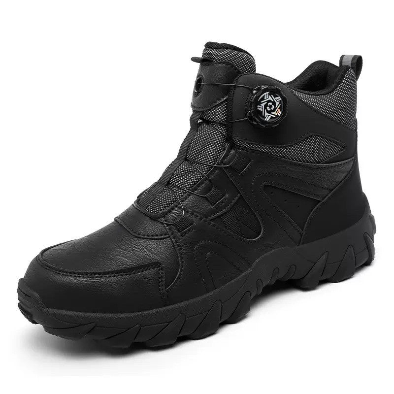 Men's Genuine Leather Work Boots -Exceeds Steel Toe Protection, Quick Fit System, Lace-Up, Waterproof, Wide Toe Box with Arch Support