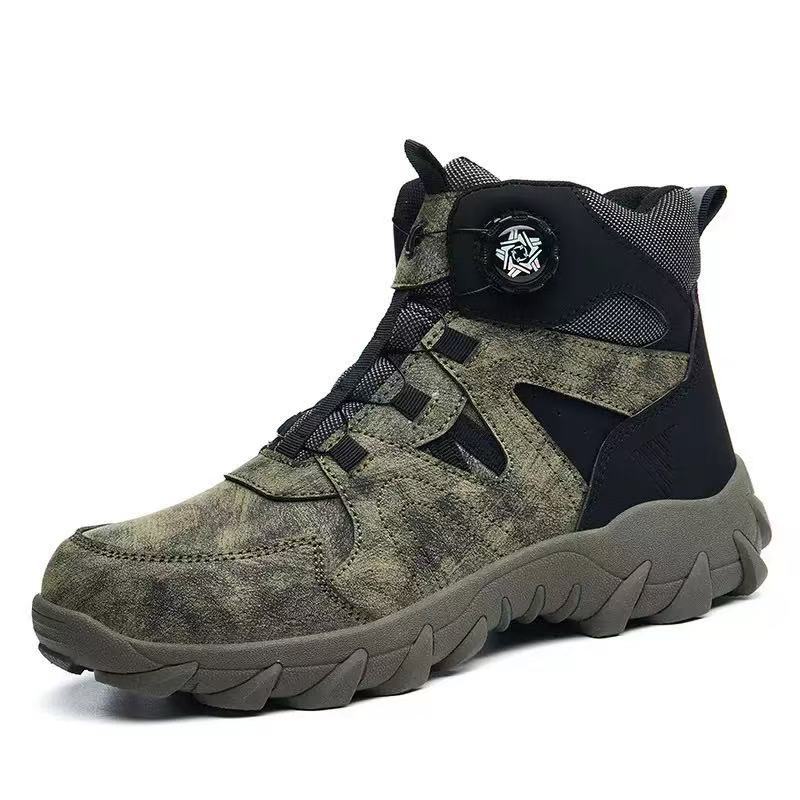 Men's Genuine Leather Work Boots -Exceeds Steel Toe Protection, Quick Fit System, Lace-Up, Waterproof, Wide Toe Box with Arch Support