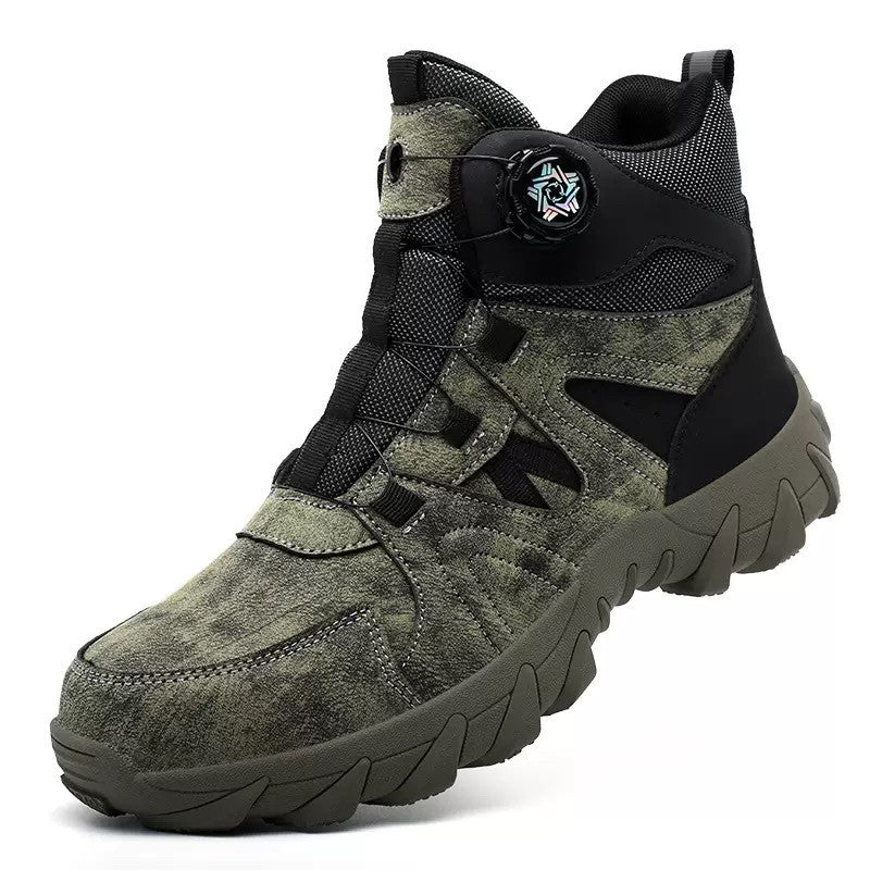 Men's Genuine Leather Work Boots -Exceeds Steel Toe Protection, Quick Fit System, Lace-Up, Waterproof, Wide Toe Box with Arch Support