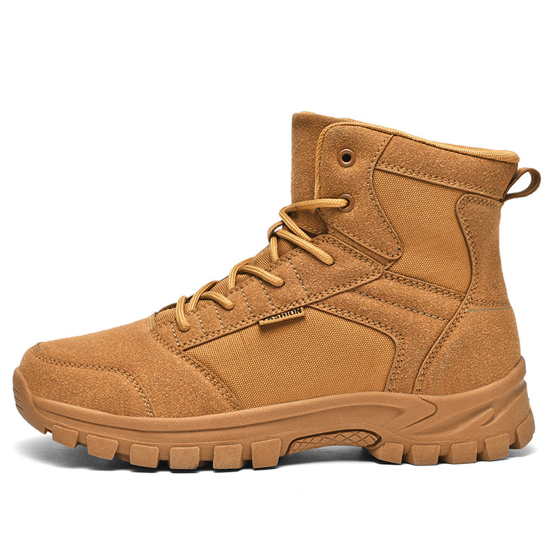 Men's Mid Top Suede Hiking Boots  - Lace-Up, Breathable, Slip-Resistant, Wide Toe Box with Arch Support