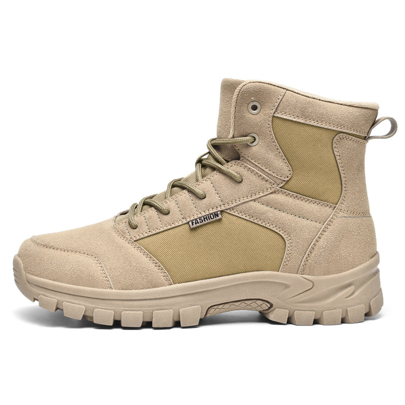 Men's Mid Top Suede Hiking Boots  - Lace-Up, Breathable, Slip-Resistant, Wide Toe Box with Arch Support