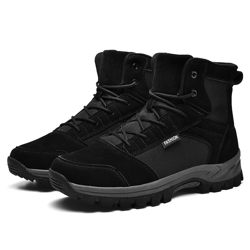 Men's Mid Top Suede Hiking Boots  - Lace-Up, Breathable, Slip-Resistant, Wide Toe Box with Arch Support