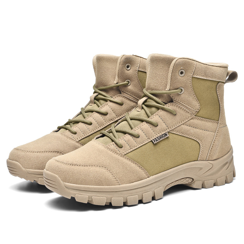 Men's Mid Top Suede Hiking Boots  - Lace-Up, Breathable, Slip-Resistant, Wide Toe Box with Arch Support