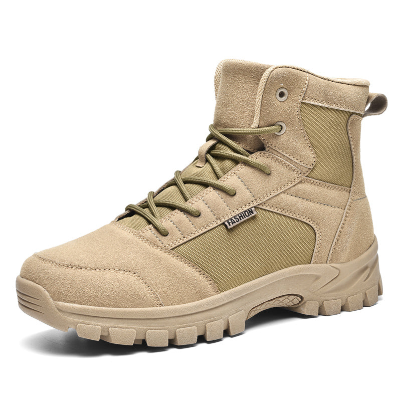 Men's Mid Top Suede Hiking Boots  - Lace-Up, Breathable, Slip-Resistant, Wide Toe Box with Arch Support