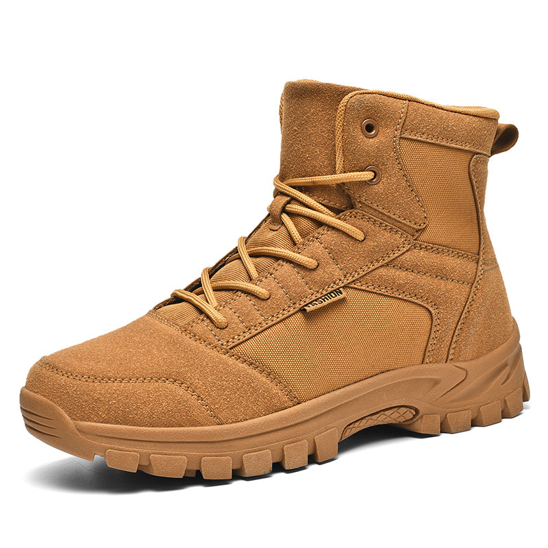 Men's Mid Top Suede Hiking Boots  - Lace-Up, Breathable, Slip-Resistant, Wide Toe Box with Arch Support