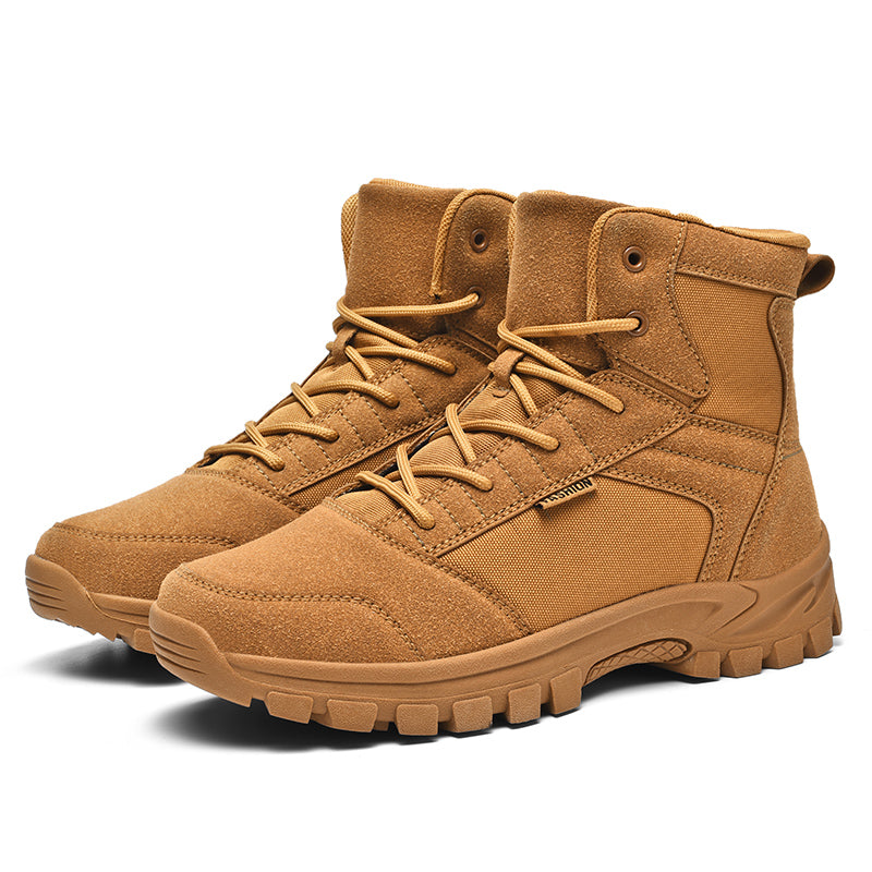 Men's Mid Top Suede Hiking Boots  - Lace-Up, Breathable, Slip-Resistant, Wide Toe Box with Arch Support