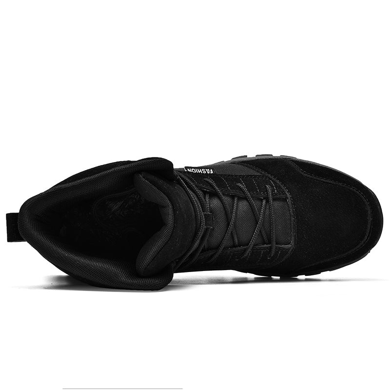 Men's Mid Top Suede Hiking Boots  - Lace-Up, Breathable, Slip-Resistant, Wide Toe Box with Arch Support
