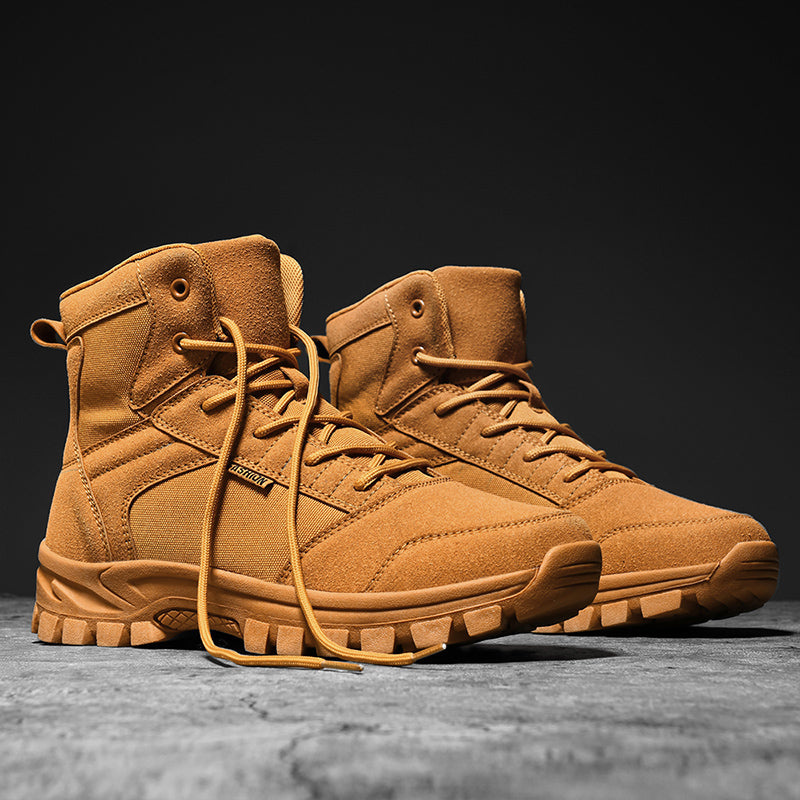Men's Mid Top Suede Hiking Boots  - Lace-Up, Breathable, Slip-Resistant, Wide Toe Box with Arch Support