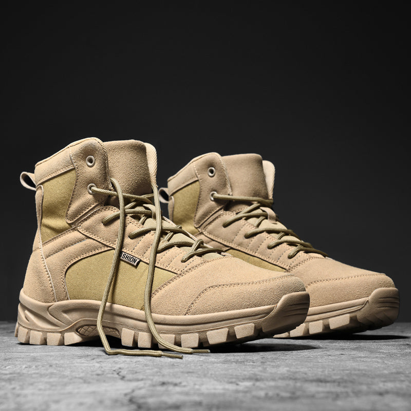 Men's Mid Top Suede Hiking Boots  - Lace-Up, Breathable, Slip-Resistant, Wide Toe Box with Arch Support