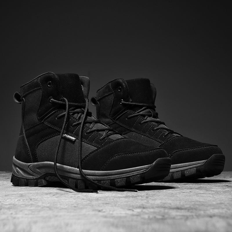Men's Mid Top Suede Hiking Boots  - Lace-Up, Breathable, Slip-Resistant, Wide Toe Box with Arch Support