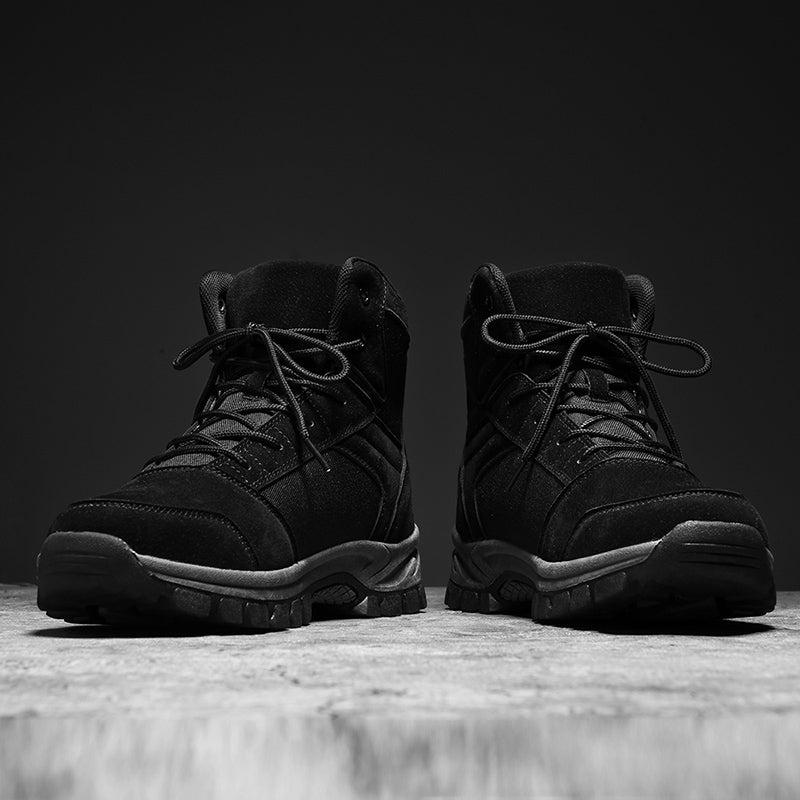 Men's Mid Top Suede Hiking Boots  - Lace-Up, Breathable, Slip-Resistant, Wide Toe Box with Arch Support