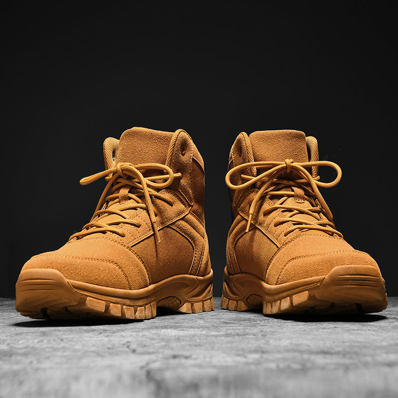 Men's Mid Top Suede Hiking Boots  - Lace-Up, Breathable, Slip-Resistant, Wide Toe Box with Arch Support