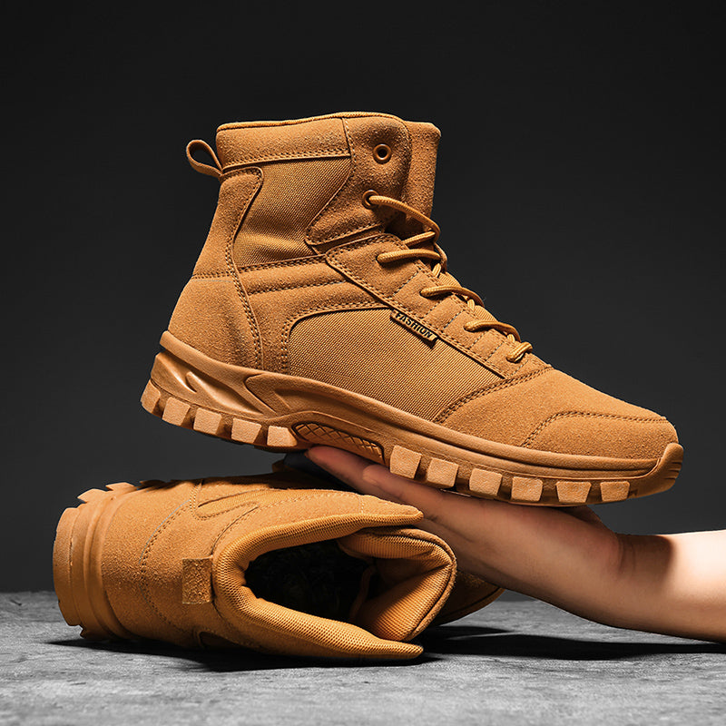Men's Mid Top Suede Hiking Boots  - Lace-Up, Breathable, Slip-Resistant, Wide Toe Box with Arch Support