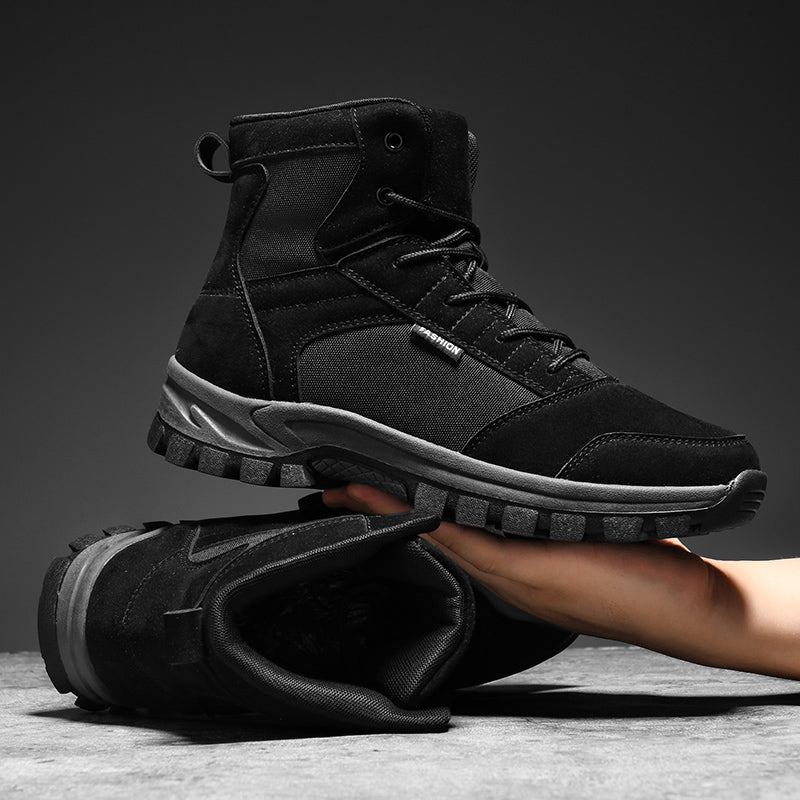 Men's Mid Top Suede Hiking Boots  - Lace-Up, Breathable, Slip-Resistant, Wide Toe Box with Arch Support