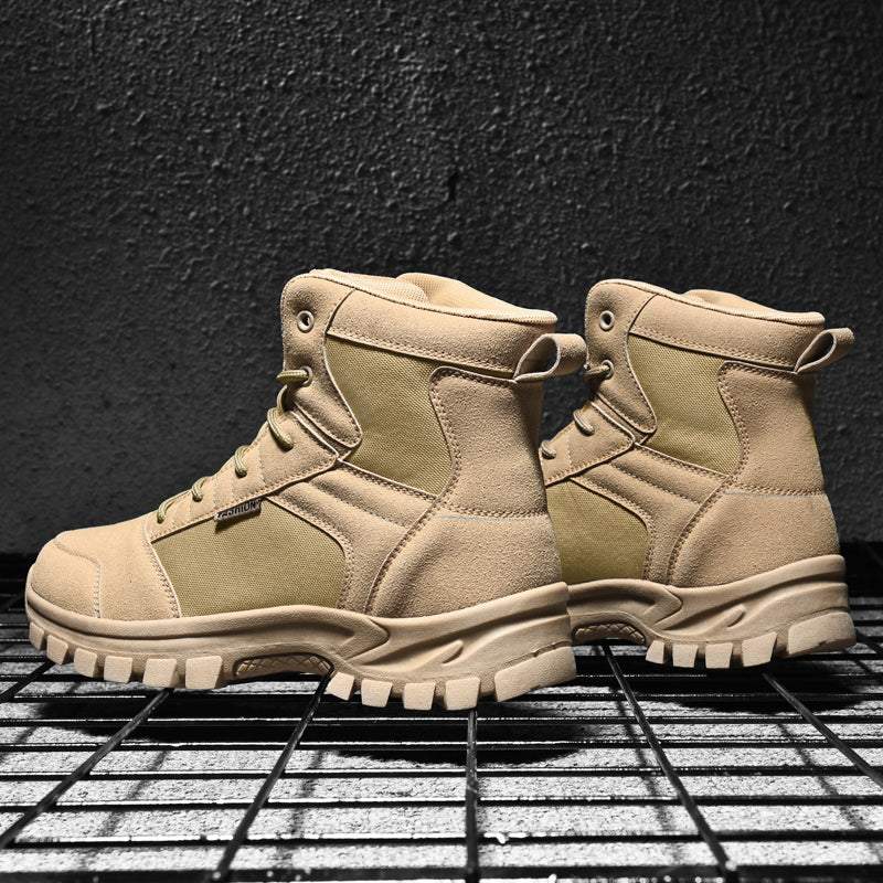 Men's Mid Top Suede Hiking Boots  - Lace-Up, Breathable, Slip-Resistant, Wide Toe Box with Arch Support