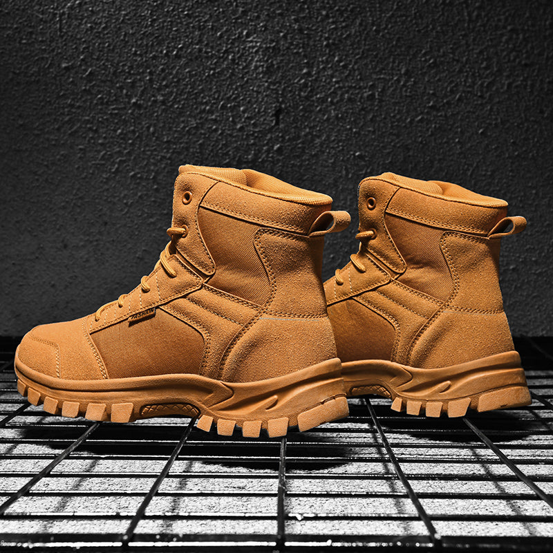 Men's Mid Top Suede Hiking Boots  - Lace-Up, Breathable, Slip-Resistant, Wide Toe Box with Arch Support