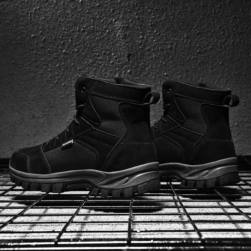 Men's Mid Top Suede Hiking Boots  - Lace-Up, Breathable, Slip-Resistant, Wide Toe Box with Arch Support