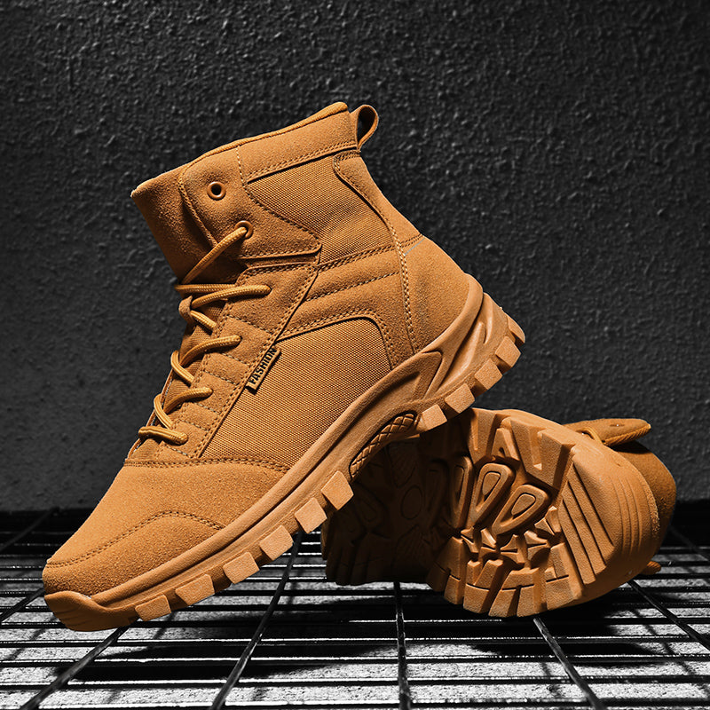 Men's Mid Top Suede Hiking Boots  - Lace-Up, Breathable, Slip-Resistant, Wide Toe Box with Arch Support