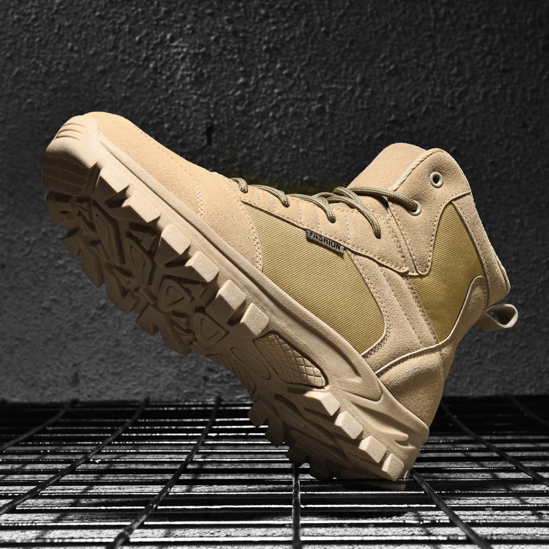 Men's Mid Top Suede Hiking Boots  - Lace-Up, Breathable, Slip-Resistant, Wide Toe Box with Arch Support