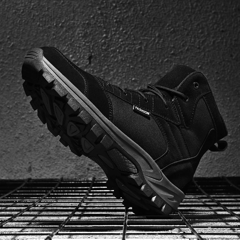 Men's Mid Top Suede Hiking Boots  - Lace-Up, Breathable, Slip-Resistant, Wide Toe Box with Arch Support