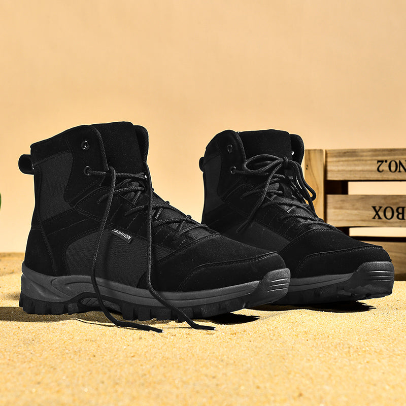 Men's Mid Top Suede Hiking Boots  - Lace-Up, Breathable, Slip-Resistant, Wide Toe Box with Arch Support