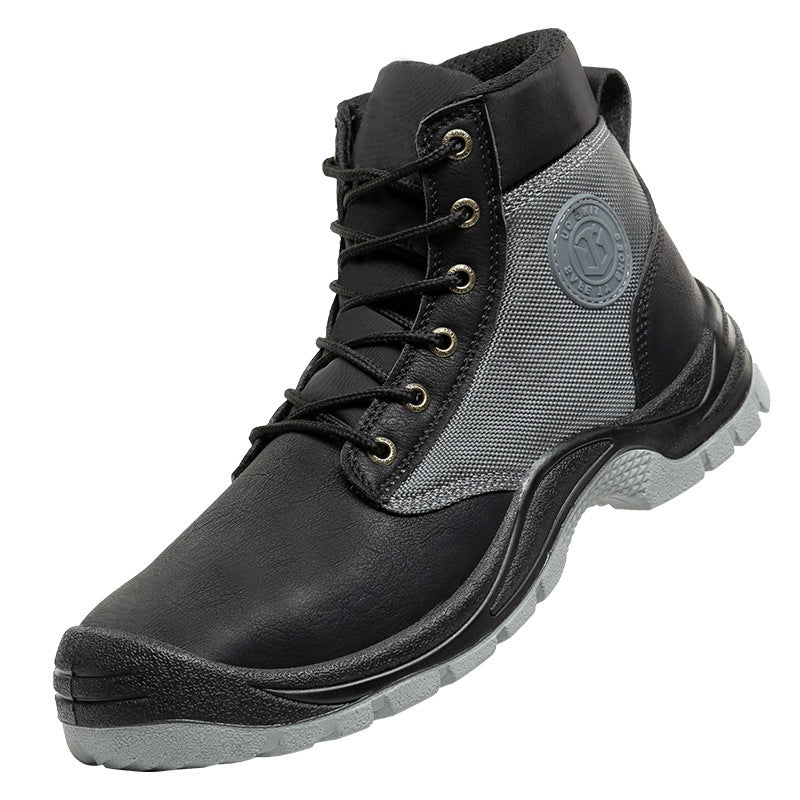 Men's Genuine Leather Work Boots - Lace-Up, Steel Toe Shoes, Maximum Support, Wide Toe Box with Arch Support