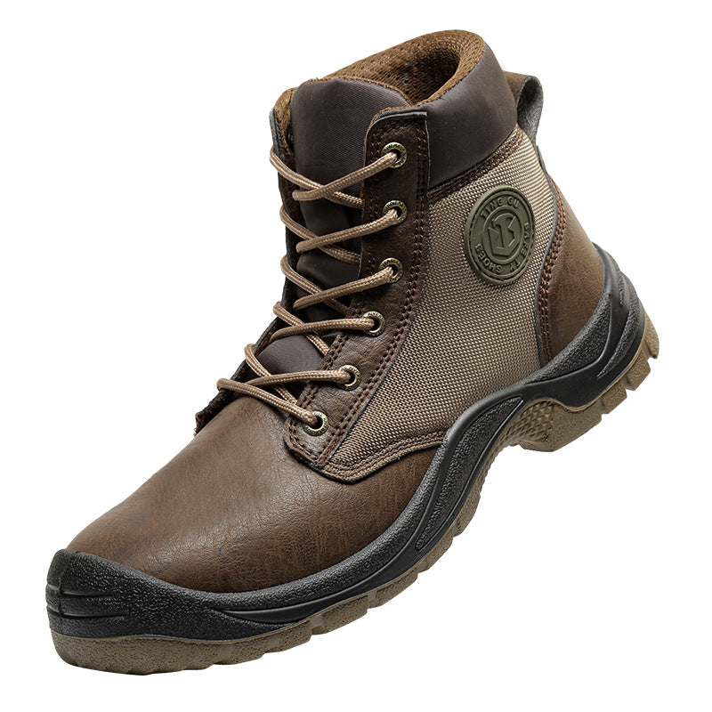 Men's Genuine Leather Work Boots - Lace-Up, Steel Toe Shoes, Maximum Support, Wide Toe Box with Arch Support