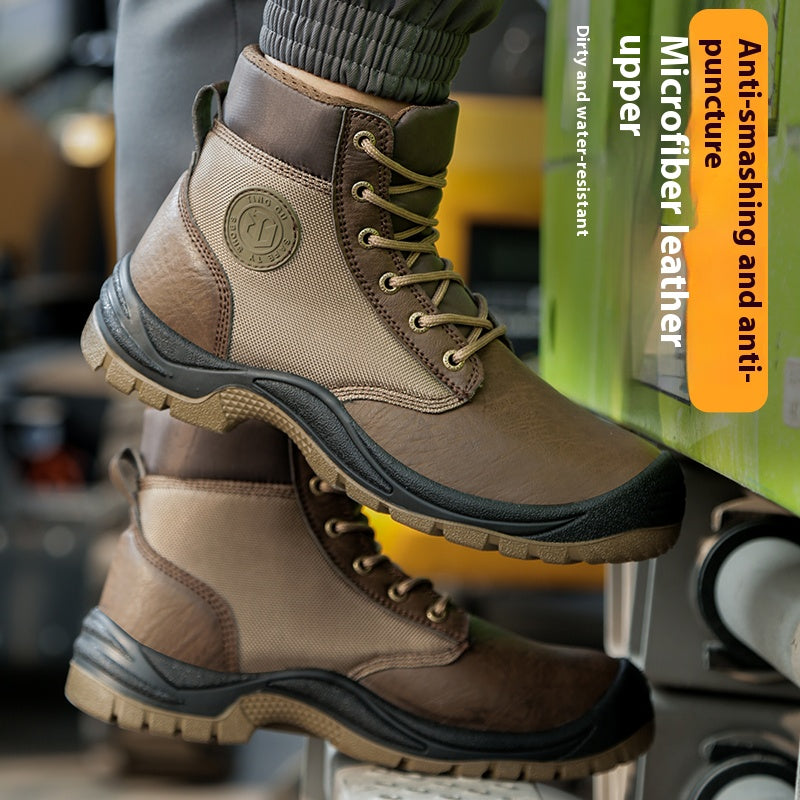 Men's Genuine Leather Work Boots - Lace-Up, Steel Toe Shoes, Maximum Support, Wide Toe Box with Arch Support
