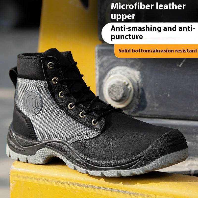 Men's Genuine Leather Work Boots - Lace-Up, Steel Toe Shoes, Maximum Support, Wide Toe Box with Arch Support