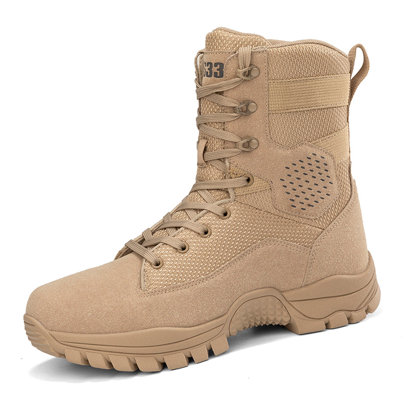 Men's Suede Work Boots - Lace-Up, side zip, Lightweight Non Slip, Waterproof, Wide Toe Box with Arch Support