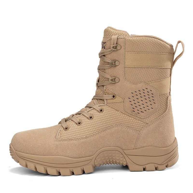 Men's Suede Work Boots - Lace-Up, side zip, Lightweight Non Slip, Waterproof, Wide Toe Box with Arch Support