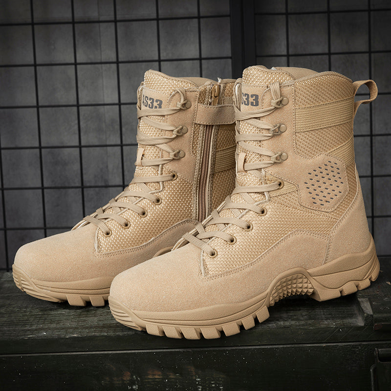 Men's Suede Work Boots - Lace-Up, side zip, Lightweight Non Slip, Waterproof, Wide Toe Box with Arch Support