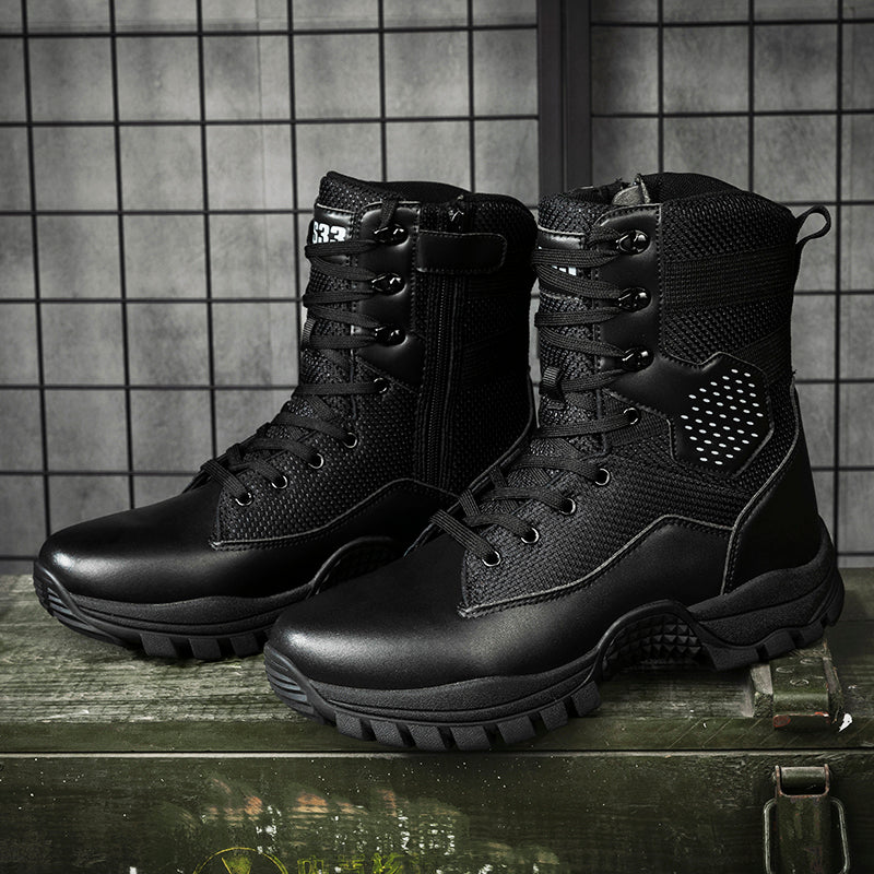 Men's Suede Work Boots - Lace-Up, side zip, Lightweight Non Slip, Waterproof, Wide Toe Box with Arch Support