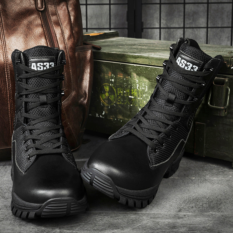 Men's Suede Work Boots - Lace-Up, side zip, Lightweight Non Slip, Waterproof, Wide Toe Box with Arch Support