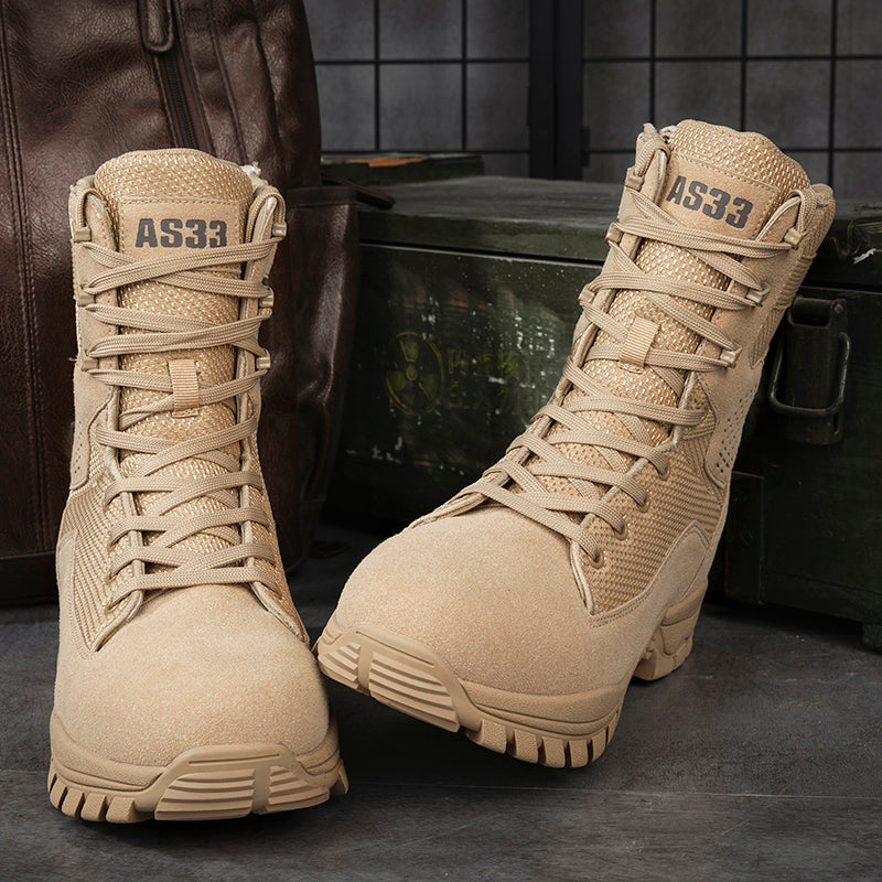 Men's Suede Work Boots - Lace-Up, side zip, Lightweight Non Slip, Waterproof, Wide Toe Box with Arch Support