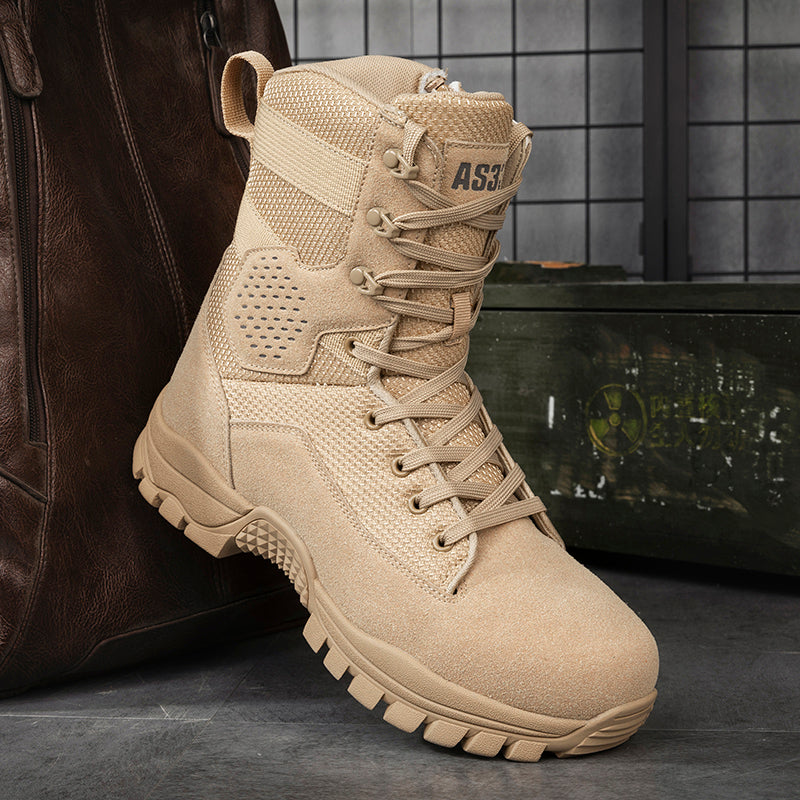 Men's Suede Work Boots - Lace-Up, side zip, Lightweight Non Slip, Waterproof, Wide Toe Box with Arch Support