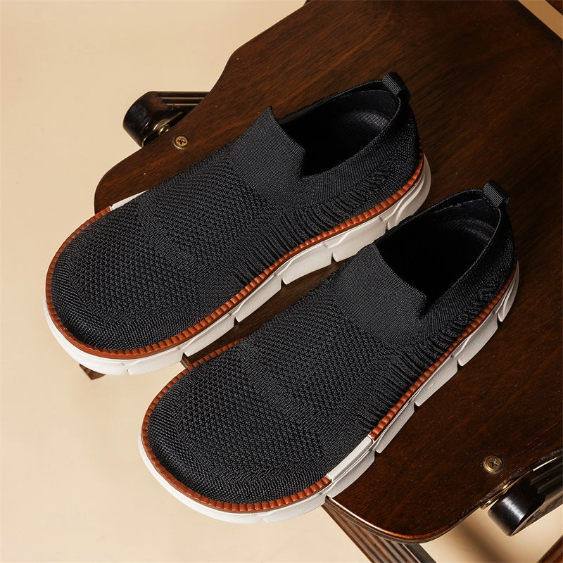 Men's Mesh Walking Shoes - Slip-On, Breathable, Lightweight, Wide Toe Box with Arch Support