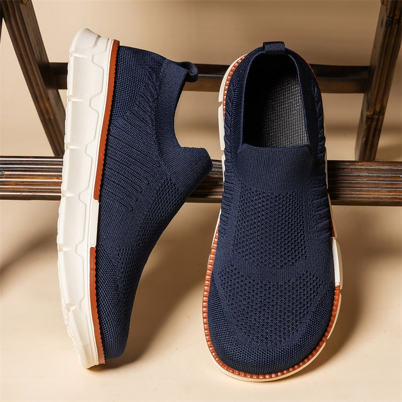 Men's Mesh Walking Shoes - Slip-On, Breathable, Lightweight, Wide Toe Box with Arch Support