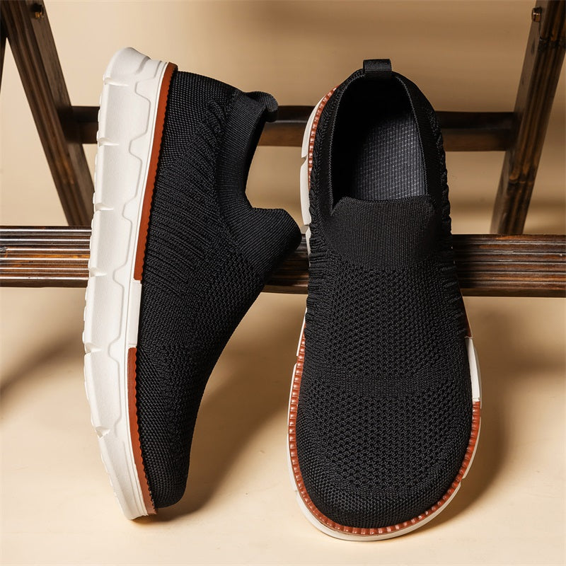 Men's Mesh Walking Shoes - Slip-On, Breathable, Lightweight, Wide Toe Box with Arch Support