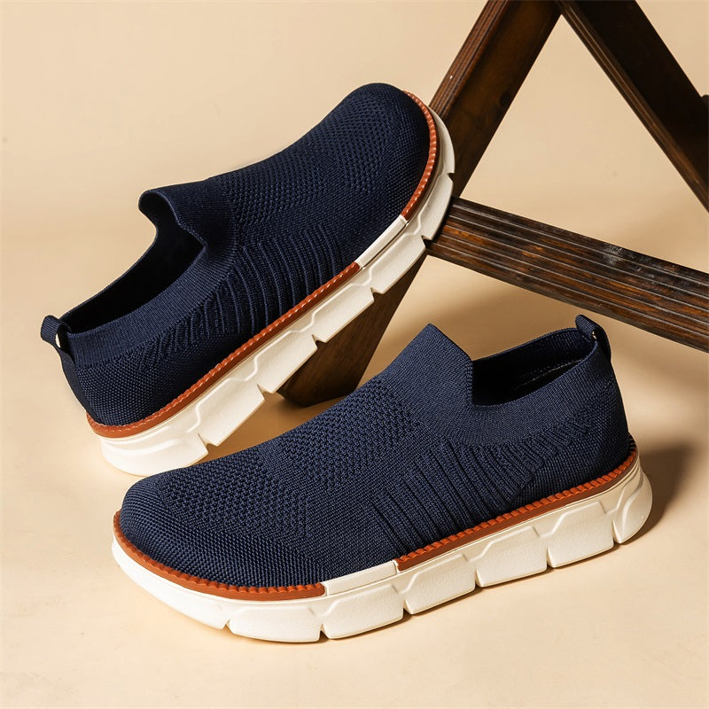 Men's Mesh Walking Shoes - Slip-On, Breathable, Lightweight, Wide Toe Box with Arch Support