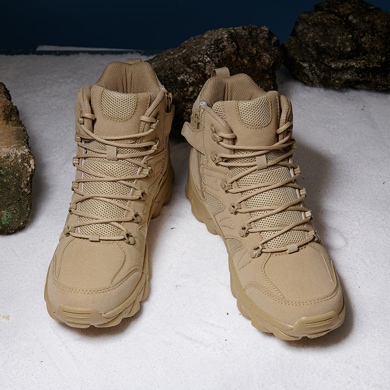 Men's Side Zip Work Boots - Lace-Up, Breathable, Slip Resistant & Insulated Rubber Outsole,Puncture Resistant, Wide Toe Box with Arch Support