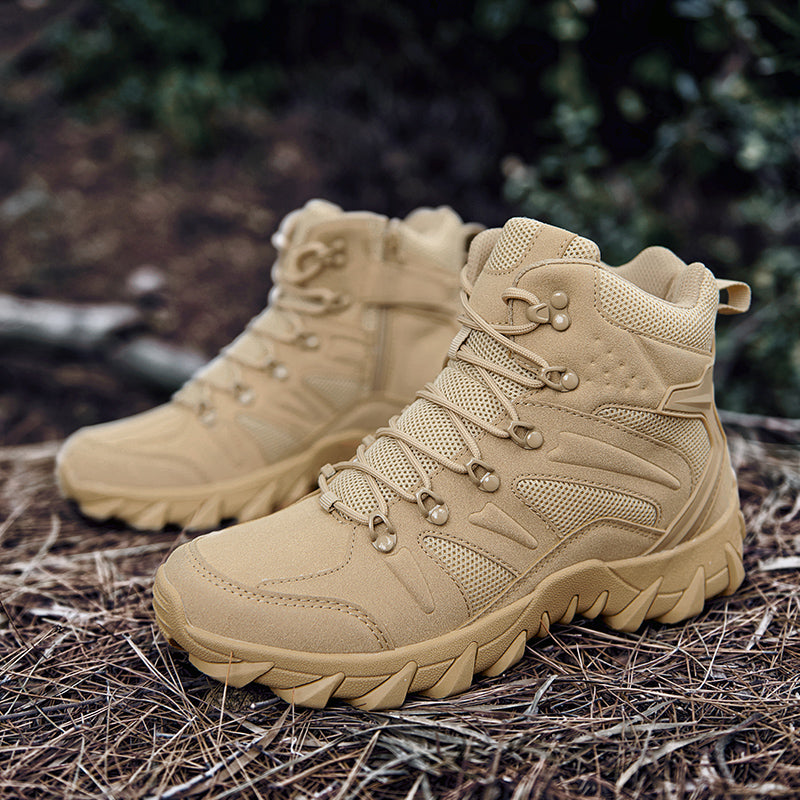 Men's Side Zip Work Boots - Lace-Up, Breathable, Slip Resistant & Insulated Rubber Outsole,Puncture Resistant, Wide Toe Box with Arch Support