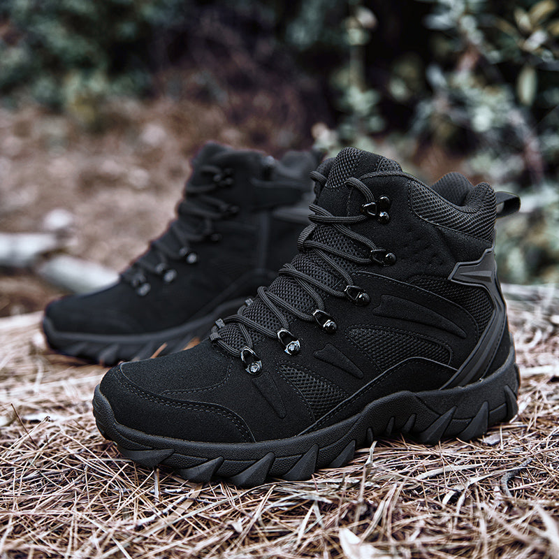 Men's Side Zip Work Boots - Lace-Up, Breathable, Slip Resistant & Insulated Rubber Outsole,Puncture Resistant, Wide Toe Box with Arch Support